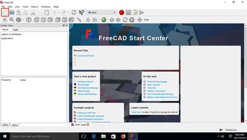 Mendapatkan Tangan di FreeCAD