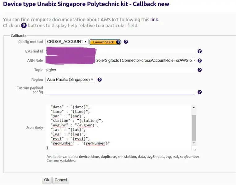 Τελικός δημιουργίας Sigfox Callback Creation