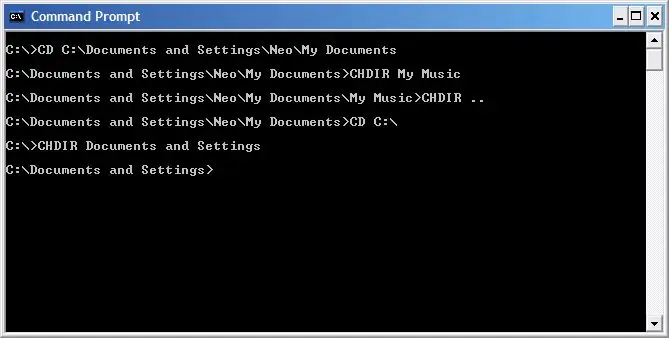 CD ir CHDIR komandos