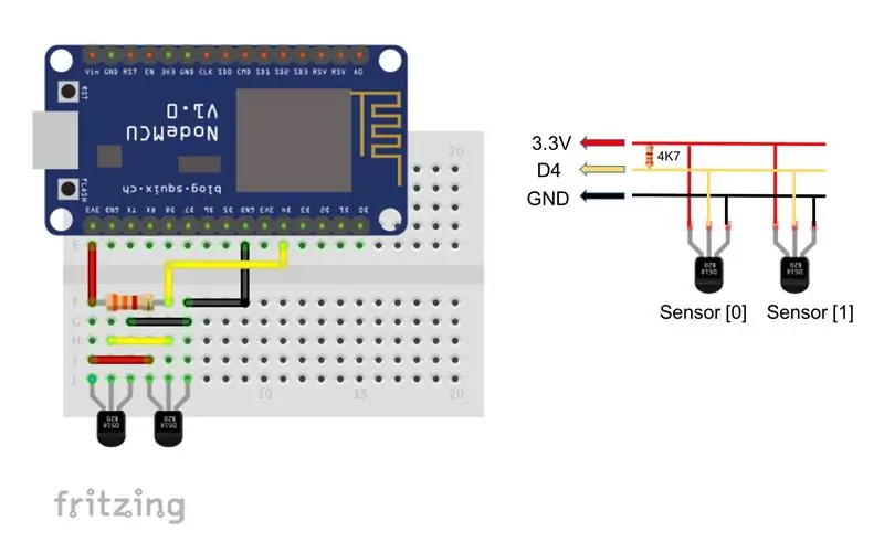 Připojení senzorů k NodeMCU