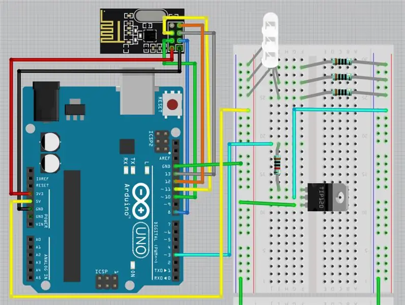 חיווט המודולים והמעגל NRF24L01