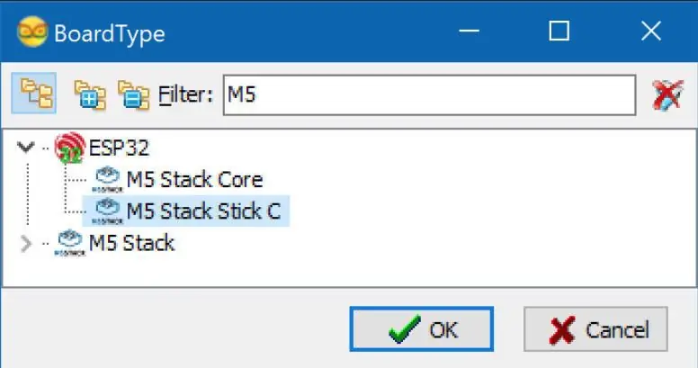 Khởi động Visuino và chọn loại bảng M5 Stack Stick C