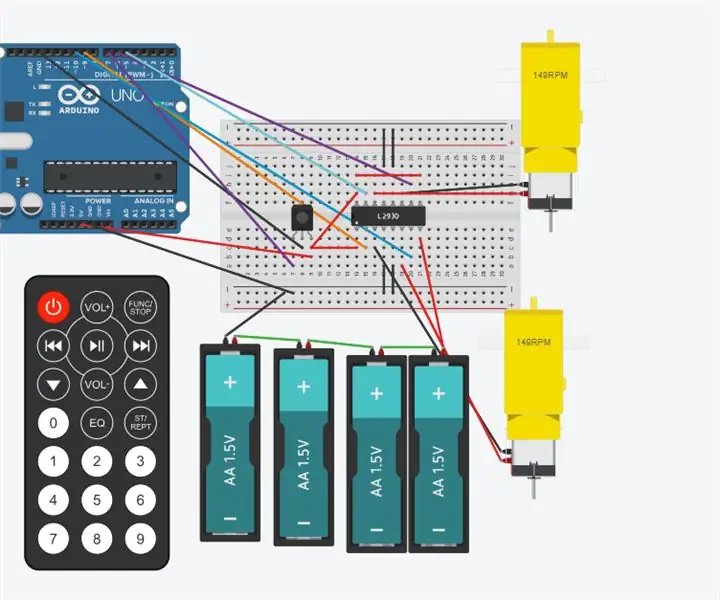 Ponte H (293D) com 2 motores hobby e um controle remoto: 11 etapas