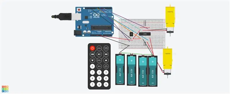 Puente H (293D) con 2 motores Hobby y un control remoto