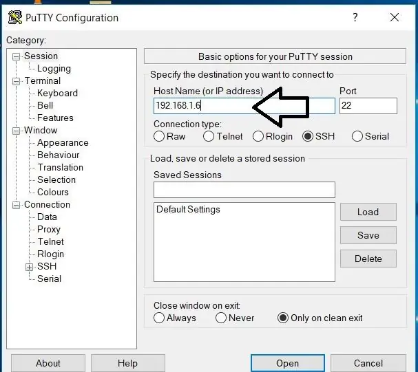 Menyambung ke PI Via Putty