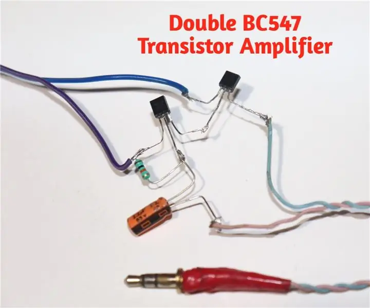 BC547 dvostruko tranzistorsko audio pojačalo: 8 koraka