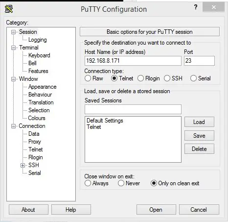 Menguji Papan Pengontrol - Menguji WiFi Dengan Putty