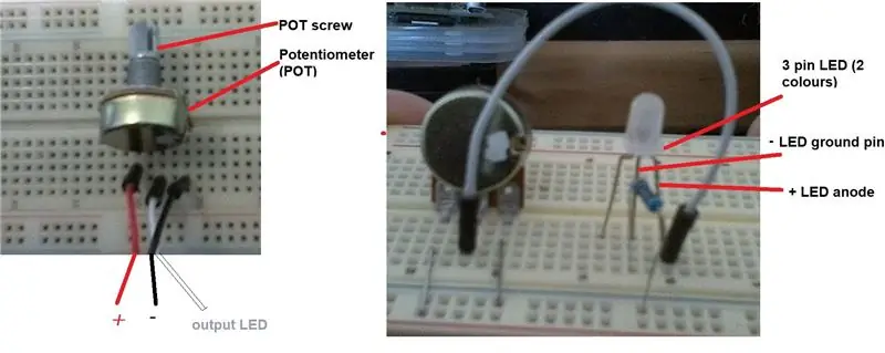 Alterar as cores do LED usando um POT e ATTINY85