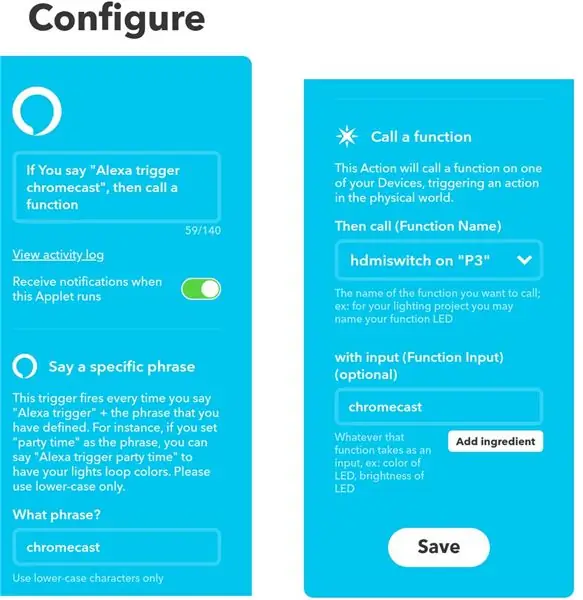 Configura Alexa e IFTTT