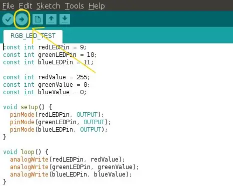 Töltse fel a kódot az Arduino -ba