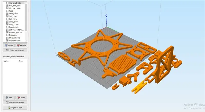 1 -қадам: Imprimir Todas Las Piezas De La Estructura