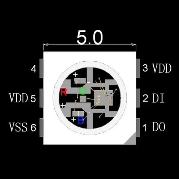 Darbo su „NeoPixel / WS2812 RGB LED“pradžia