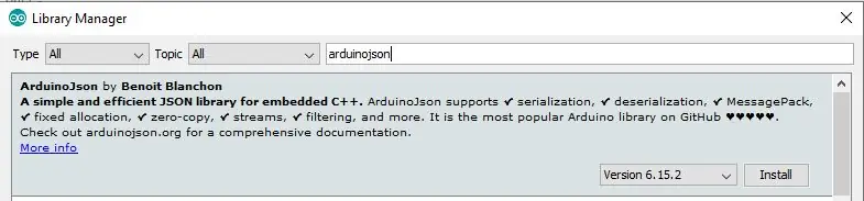 ArduinoJson kutubxonasini o'rnating