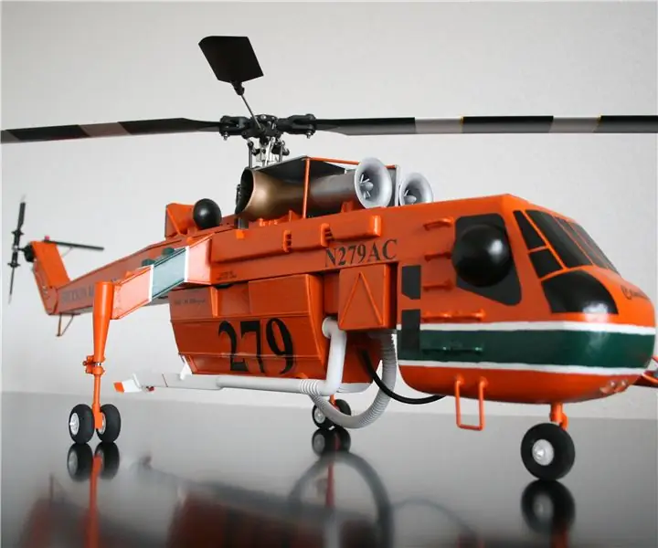 RC нисдэг тэрэг S64F Skycrane: 10 алхам (зурагтай)