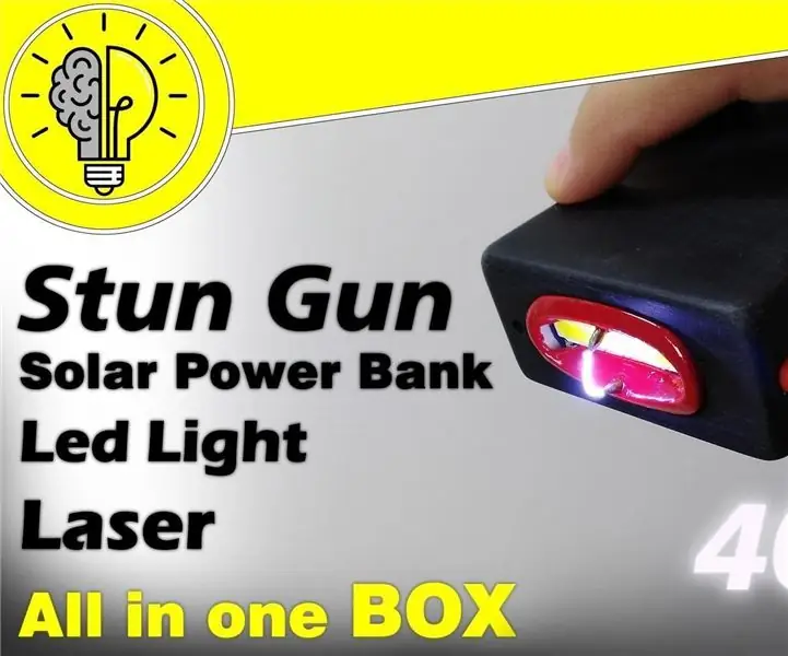 4 in 1 BOX (Stun Gun Isi Ulang Tenaga Surya, Power Bank, Lampu LED & Laser): 5 Langkah (dengan Gambar)