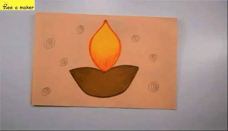 Een lamp of Diwali-papieren printkaart