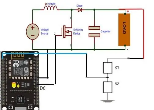 „Esp8266“pagrįstas „Boost Converter“su nuostabia „Blynk“vartotojo sąsaja su grįžtamojo ryšio reguliatoriumi