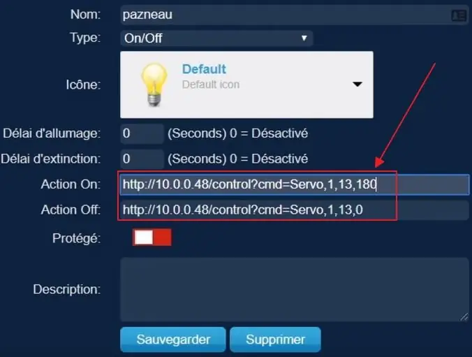 መግለጫ ሰጪ L'ESP Dans Domoticz En Tant Qu'interrupteur