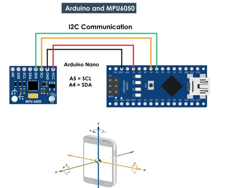 MPU 6050 giroszkóp, gyorsulásmérő kommunikáció az Arduino -val (Atmega328p): 5 lépés