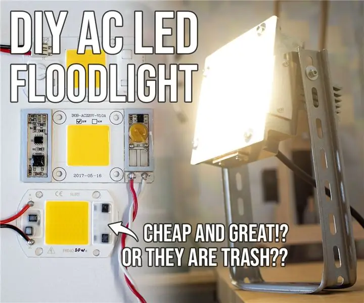 DIY SCHIJNWERPER W/AC LED's (+EFFICIENCY VS DC LED's): 21 stappen (met afbeeldingen)