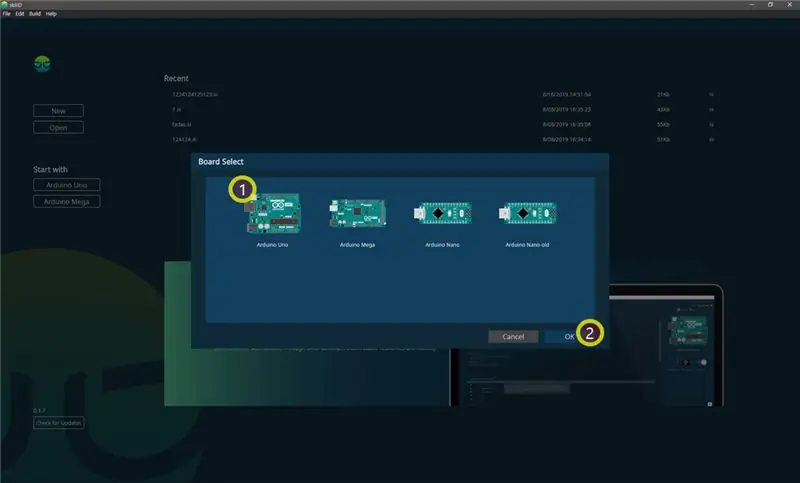 قم بتشغيل SkiiiD وحدد Arduino UNO