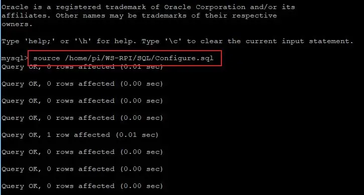 WS-RPI: CONFIGURAREA BAZEI DE DATE