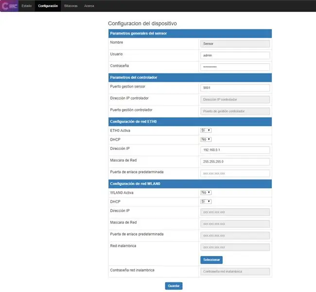 WS-RPI: Cambia configurazione del dispositivo