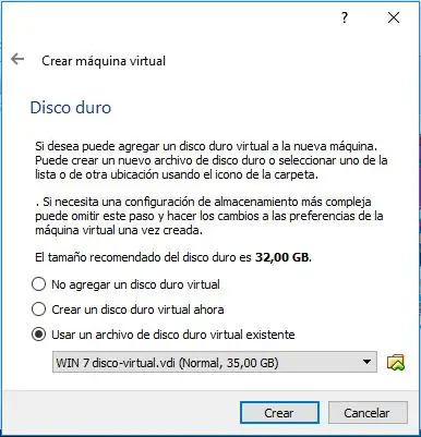 DACS: IMPORTAR EL DISCO EN EL PROGRAMINĖ ĮRANGA DE VIRTUALIZACIÓN