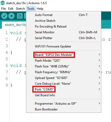 ESP32 Arduino IDE ማዋቀር