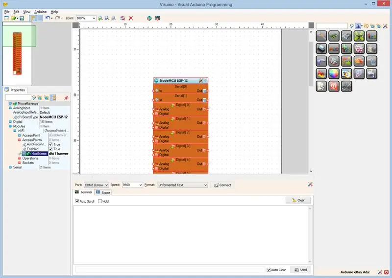 في Visuino: قم بتعيين اسم مضيف ونقطة وصول