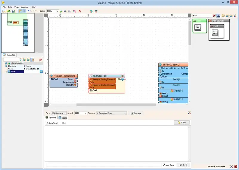 ใน Visuino: ตั้งค่าข้อความที่จัดรูปแบบสำหรับการตอบกลับของเซิร์ฟเวอร์