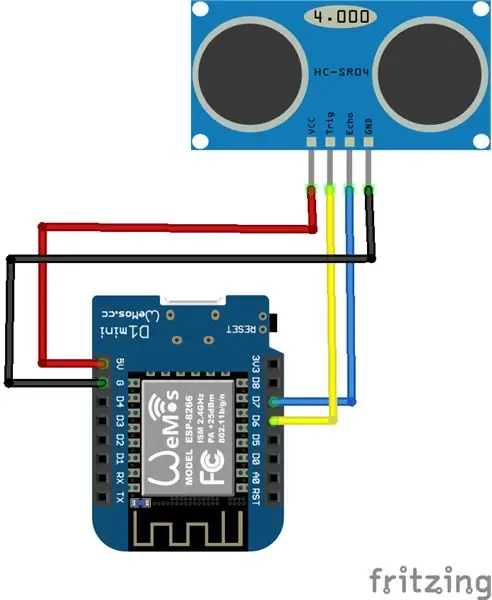 Wemos D1 R3 och HC-SR04-sensorn