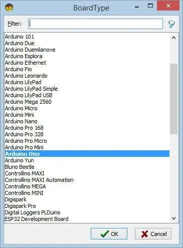 Visuinoya başlayın və Arduino UNO Board Tipini seçin