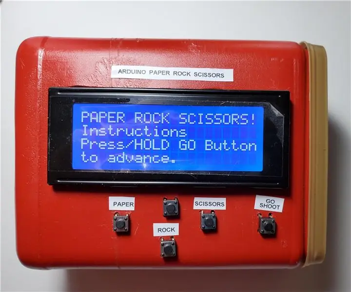 Ang Handhand Arduino Paper Rock Gunting na Laro Gamit ang 20x4 LCD Display Sa I2C: 7 Mga Hakbang