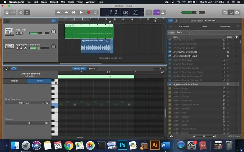 Pasirenkama: pasirinkite ciklą iš „GarageBand“