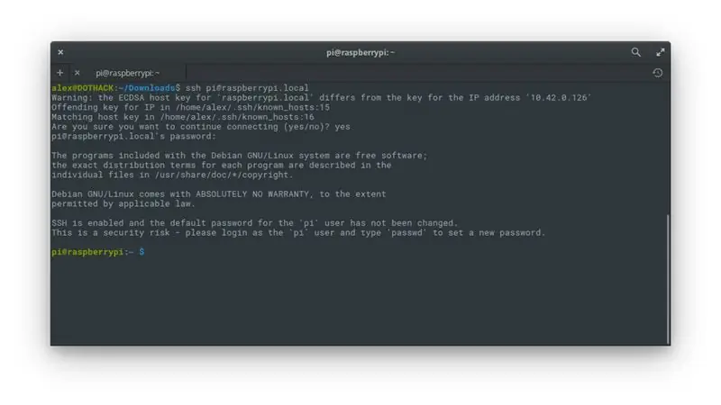 متودو 1: Conexion Por Ethernet ، Conexion SSH