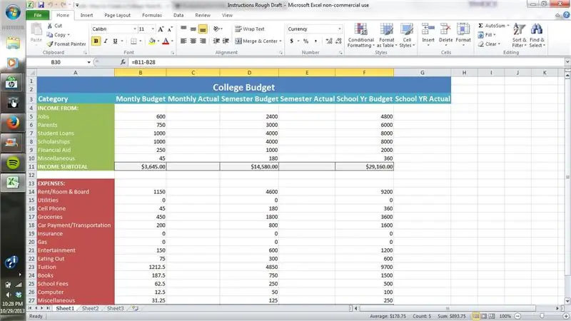 Excel Kullanarak Kolej Tarzı Bütçe Nasıl Oluşturulur: 12 Adım