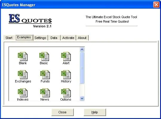 Workbook para sa Microsoft Office Excel DYI RSS Reader para sa Stocks