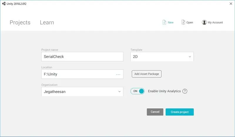 Unity Arduino კომუნიკაციის შემოწმება