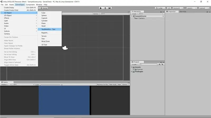 Unity Arduino komunikacijska provjera