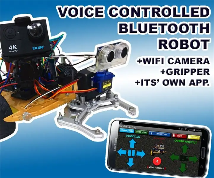 Robot Arduino yang Dikawal Suara + Kamera Wifi + Gripper + APP & Manual Penggunaan & Mod Mengelakkan Halangan (KureBas Ver 2.0): 4 Langkah