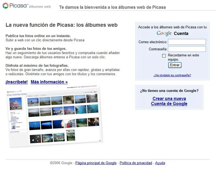 Inicieu la sessió a PicasaWeb. Google.com