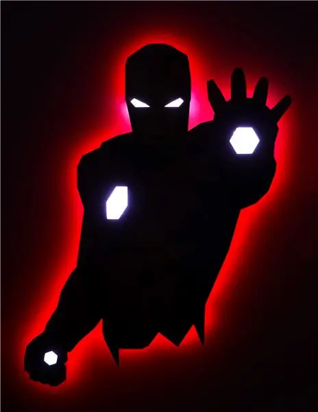 Low-Poly Iron Man Nrog Wifi-Tswj LED Sawb