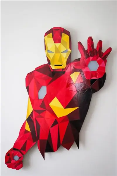 Low-Poly Iron Man Nrog Wifi-Tswj LED Sawb