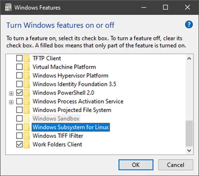 Pab kom Windows Feature