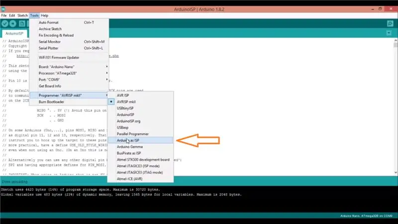 Connessioni e procedura per masterizzare Bootloader