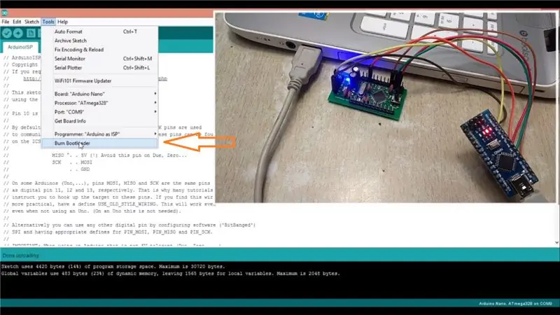 Anslutningar och procedur för att bränna bootloader