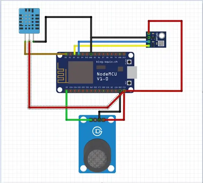 Löten Sie alle Komponenten und laden Sie das Programm auf die NodeMCU hoch