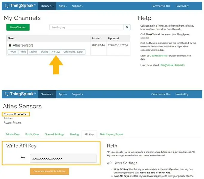 Skaffa ThingSpeak API -nycklar