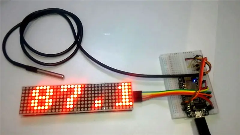 Matrix Led X4 MAX7219 + ESP8266 12E + anturi DS18b20 (lämpötila)